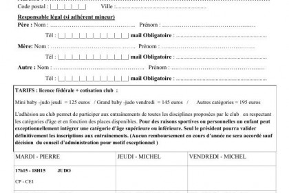 formulaire inscription saison 2025 - 2026 - page 1