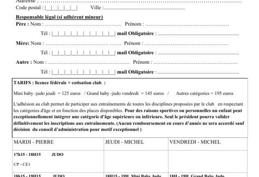 formulaire inscription saison 2025 - 2026 - page 1