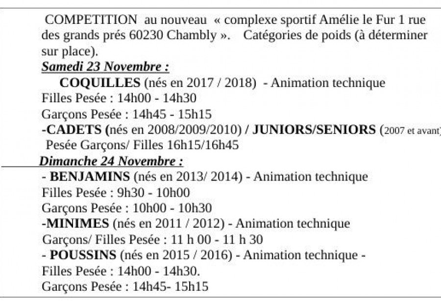 23-24 NOVEMBRE 2024TOURNOI DE CHAMBLY